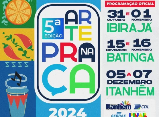 Venha aí! De 5 a 7 de dezembro a 5ª edição da Arte na Praça